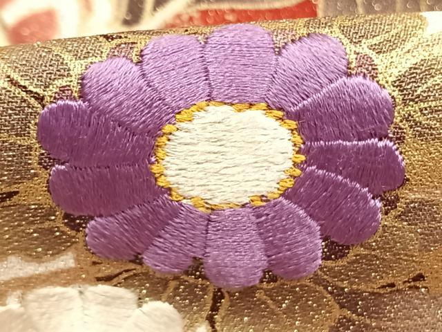 平和屋着物●豪華振袖　刺繍　片輪車花蝶文　暈し染め　金糸　金銀彩　金通し地　正絹　逸品　AABL2839fy