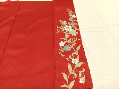 平和屋着物●豪華振袖　刺繍　片輪車花蝶文　暈し染め　金糸　金銀彩　金通し地　正絹　逸品　AABL2839fy