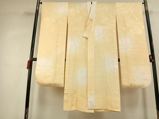 平和屋着物●振袖用長襦袢　無双仕立て　貝桶花地紋　暈し染め　正絹　逸品　AABL2842fy