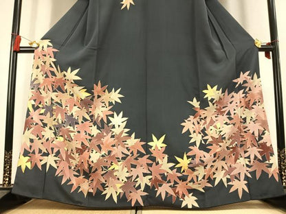 平和屋着物●訪問着　舞葉文　金彩　正絹　逸品　AABL2844fy