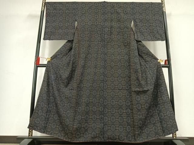 平和屋着物●結城紬　80亀甲　亀甲文　正絹　逸品　AABL2847fy