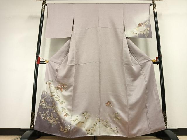平和屋着物●訪問着　刺繍　地紙雪輪花文　暈し染め　金糸　金銀彩　正絹　逸品　AABL2848fy