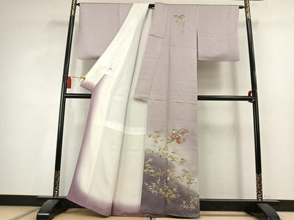 平和屋着物●訪問着　刺繍　地紙雪輪花文　暈し染め　金糸　金銀彩　正絹　逸品　AABL2848fy