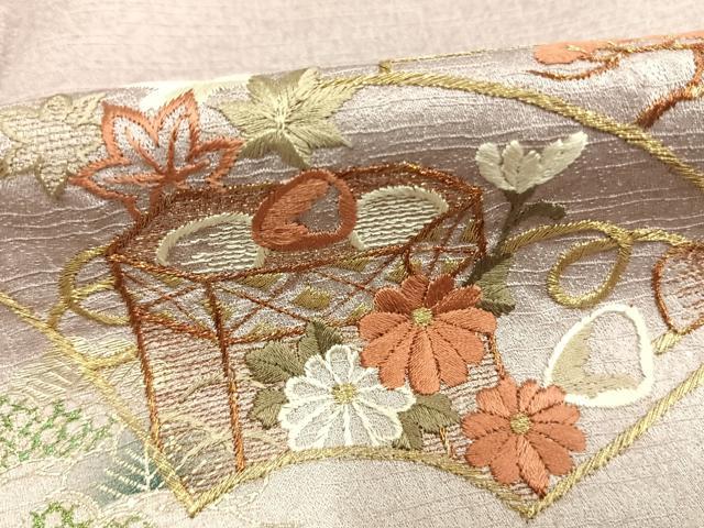 平和屋着物●訪問着　刺繍　地紙雪輪花文　暈し染め　金糸　金銀彩　正絹　逸品　AABL2848fy