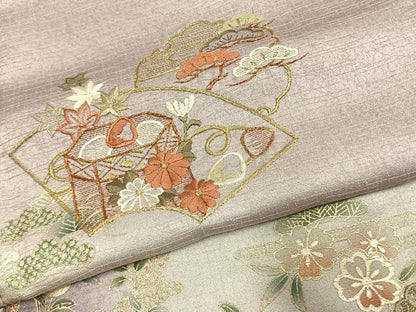 平和屋着物●訪問着　刺繍　地紙雪輪花文　暈し染め　金糸　金銀彩　正絹　逸品　AABL2848fy
