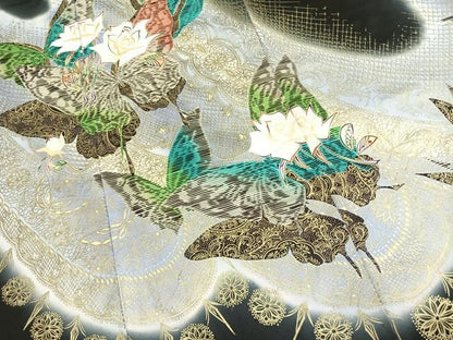 平和屋着物●豪華振袖　花蝶文　暈し染め　金彩　正絹　逸品　AABL2851fy