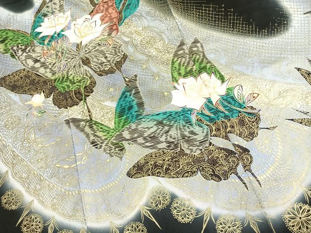 平和屋着物●豪華振袖　花蝶文　暈し染め　金彩　正絹　逸品　AABL2851fy
