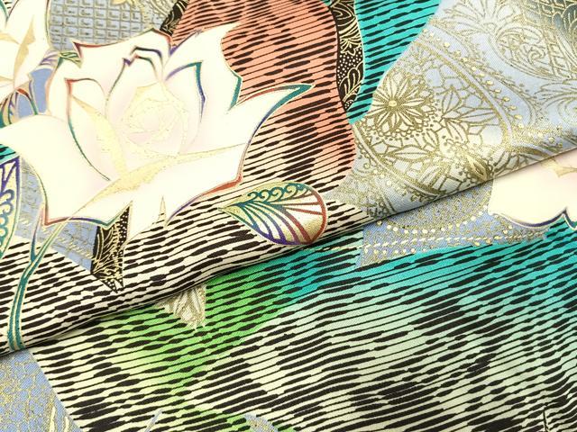 平和屋着物●豪華振袖　花蝶文　暈し染め　金彩　正絹　逸品　AABL2851fy