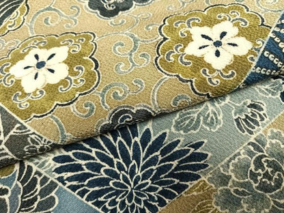 平和屋着物●上質な小紋　切嵌人物花文　鬼しぼ縮緬　正絹　逸品　AABL2853fy