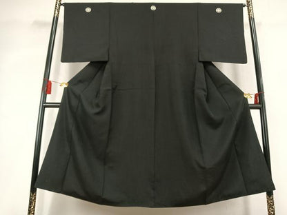 平和屋着物●男性　黒紋付　正絹　逸品　AABL2856fy