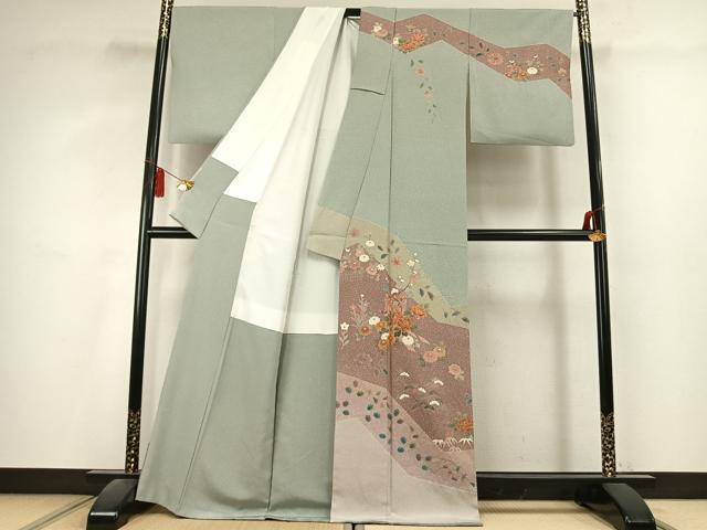 平和屋着物●訪問着　作家物　御所車花文　金彩　正絹　逸品　AABL2857fy