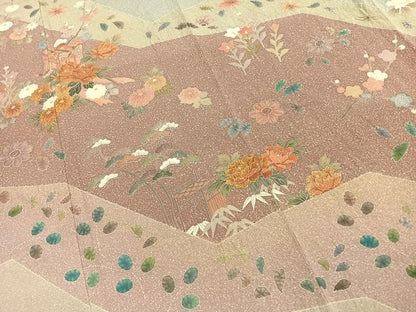 平和屋着物●訪問着　作家物　御所車花文　金彩　正絹　逸品　AABL2857fy