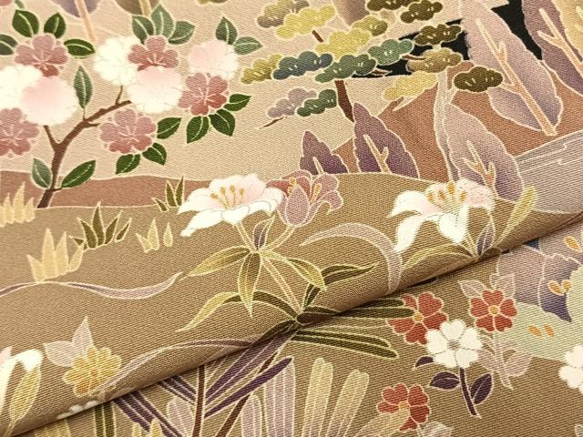 平和屋着物●豪華黒留袖　作家物　風景花文　暈し染め　正絹　逸品　未使用　AABL2858fy