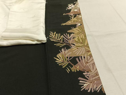 平和屋着物●豪華黒留袖　作家物　風景花文　暈し染め　正絹　逸品　未使用　AABL2858fy