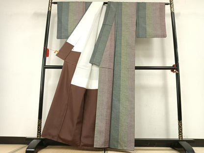平和屋着物●上質な紬　間道　正絹　逸品　AABL2865fy