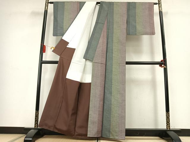 平和屋着物●上質な紬　間道　正絹　逸品　AABL2865fy