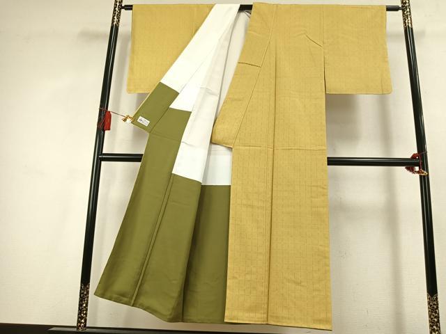 平和屋着物●上質な紬　格子　やまと誂製　正絹　逸品　未使用　AABL2866fy