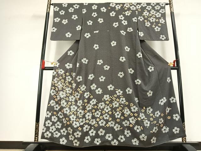 平和屋着物●訪問着　絞り　駒刺繍　舞花文　金彩　正絹　逸品　AABL2867fy