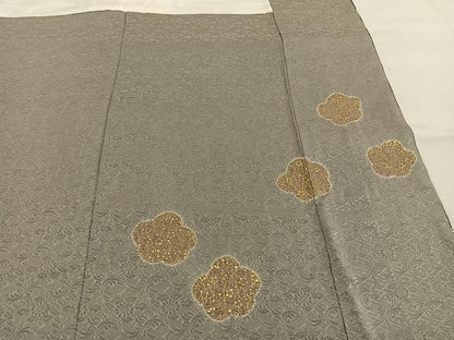 平和屋着物●訪問着　絞り　駒刺繍　舞花文　金彩　正絹　逸品　AABL2867fy