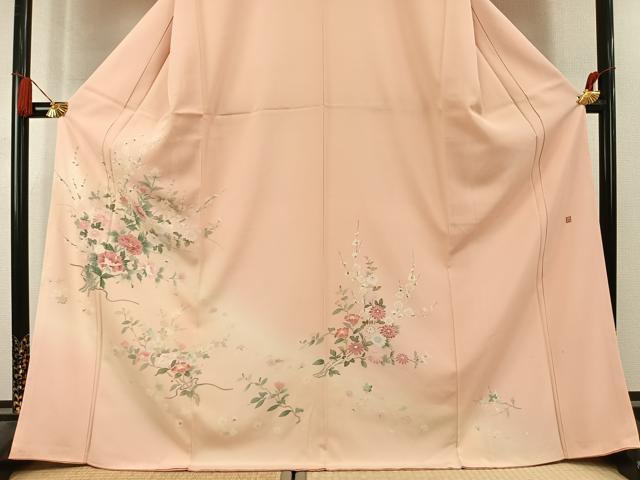 平和屋着物●訪問着　友禅　作家物　枝花文　暈し染め　正絹　逸品　AABL2868fy