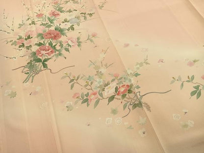 平和屋着物●訪問着　友禅　作家物　枝花文　暈し染め　正絹　逸品　AABL2868fy