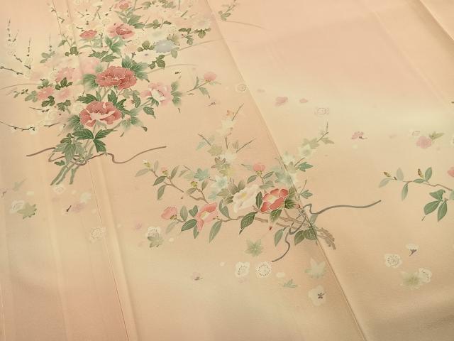 平和屋着物●訪問着　友禅　作家物　枝花文　暈し染め　正絹　逸品　AABL2868fy