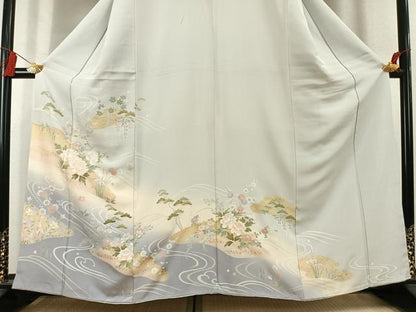 平和屋着物●訪問着　草花文　暈し染め　金彩　正絹　逸品　AABL2870fy