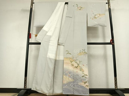 平和屋着物●訪問着　草花文　暈し染め　金彩　正絹　逸品　AABL2870fy