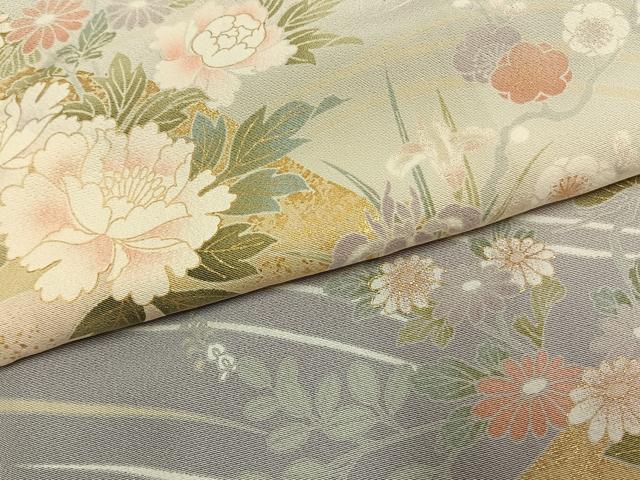 平和屋着物●訪問着　草花文　暈し染め　金彩　正絹　逸品　AABL2870fy