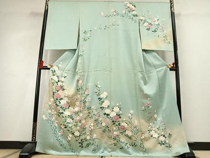 平和屋着物●訪問着　草花文　暈し染め　金彩　正絹　逸品　AABL2871fy