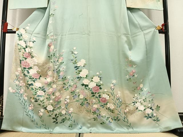 平和屋着物●訪問着　草花文　暈し染め　金彩　正絹　逸品　AABL2871fy