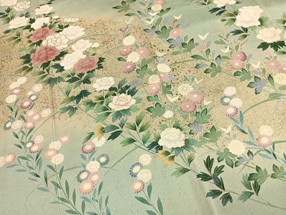 平和屋着物●訪問着　草花文　暈し染め　金彩　正絹　逸品　AABL2871fy