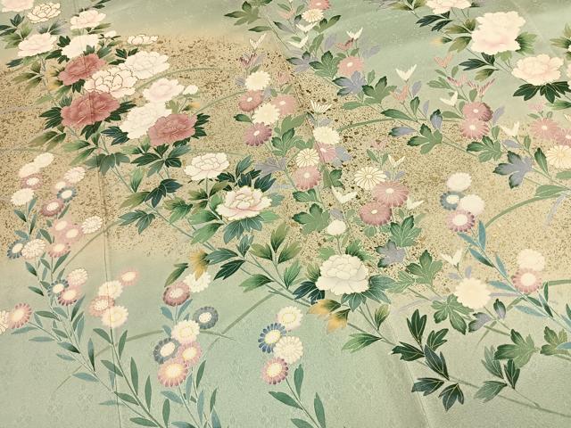 平和屋着物●訪問着　草花文　暈し染め　金彩　正絹　逸品　AABL2871fy