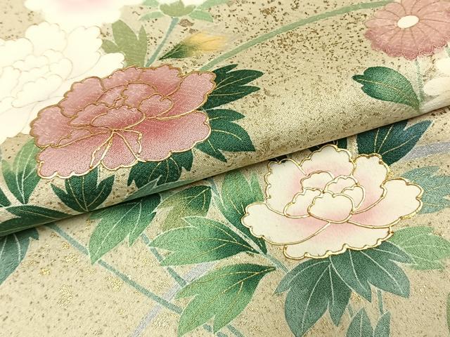 平和屋着物●訪問着　草花文　暈し染め　金彩　正絹　逸品　AABL2871fy