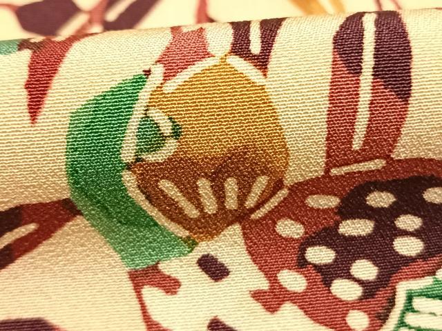 平和屋着物●上質な小紋　型染め　花鳥文　正絹　逸品　AABL2872fy
