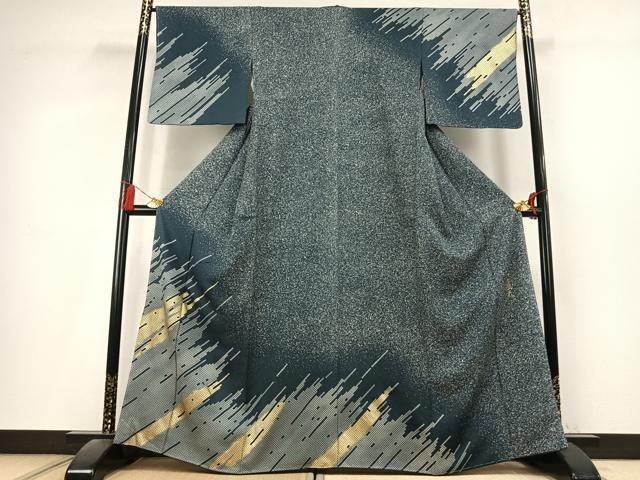 平和屋着物●皇室デザイナー　中村乃武夫　訪問着　幾何学文様　たたき染め　金彩　正絹　逸品　未使用　AABL2873fy