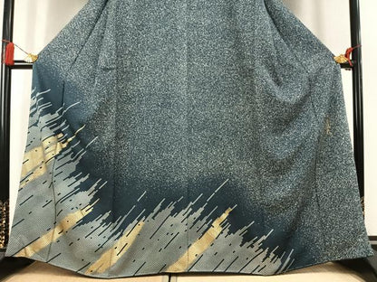 平和屋着物●皇室デザイナー　中村乃武夫　訪問着　幾何学文様　たたき染め　金彩　正絹　逸品　未使用　AABL2873fy