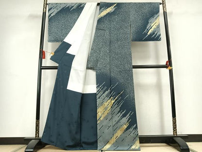 平和屋着物●皇室デザイナー　中村乃武夫　訪問着　幾何学文様　たたき染め　金彩　正絹　逸品　未使用　AABL2873fy