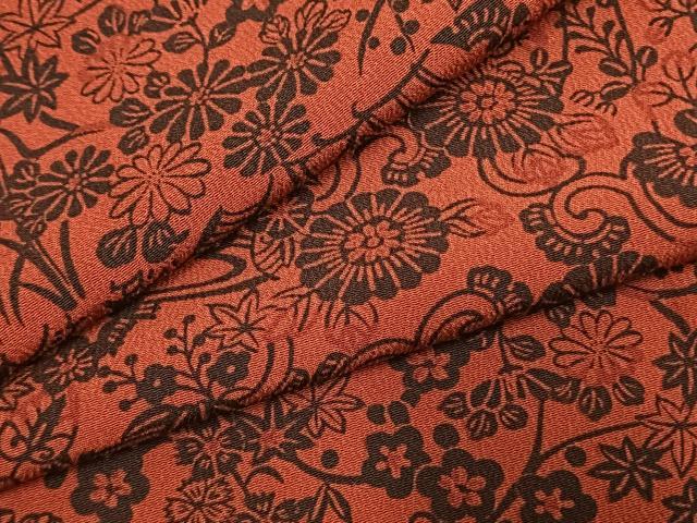 平和屋着物●上質な小紋　型染め　草花文　正絹　逸品　AABL2874fy