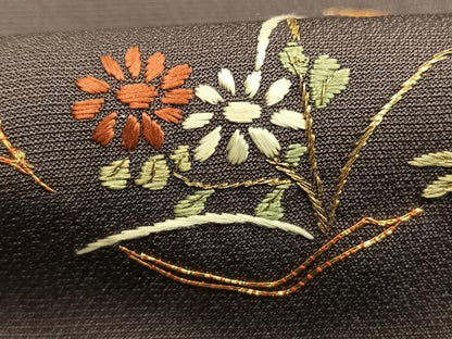 平和屋着物●訪問着　総刺繍　駒刺繍　草花文　金糸　正絹　逸品　AABL2875fy