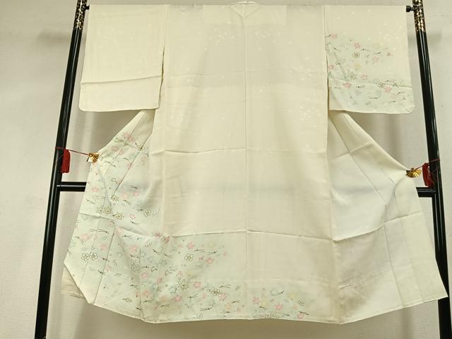 平和屋着物●長襦袢　無双仕立て　松葉　舞花文　暈し染め　金彩　正絹　逸品　AABL2876fy
