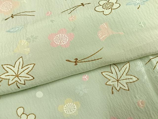 平和屋着物●長襦袢　無双仕立て　松葉　舞花文　暈し染め　金彩　正絹　逸品　AABL2876fy