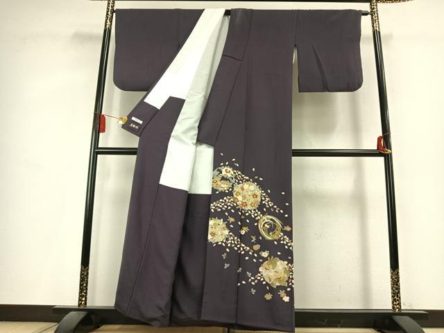 平和屋着物●豪華色留袖　草花文　金彩　正絹　逸品　AABL2878fy