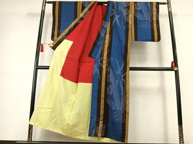 平和屋着物●アンティーク　大正ロマン　訪問着　紬地　草花文　正絹　逸品　AABL2879fy