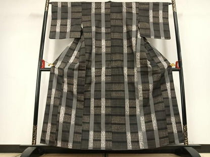 平和屋着物●上質な紬　絞り　格子　正絹　逸品　AABL2880fy