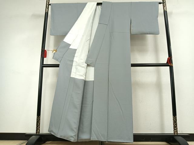 平和屋着物●上質な色無地　作家物　灰青色　正絹　逸品　AABL2881fy