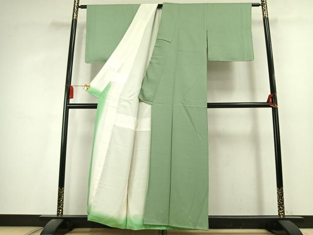 平和屋着物●上質な色無地　網目地紋　薄萌葱色　正絹　逸品　未使用　AABL2882fy
