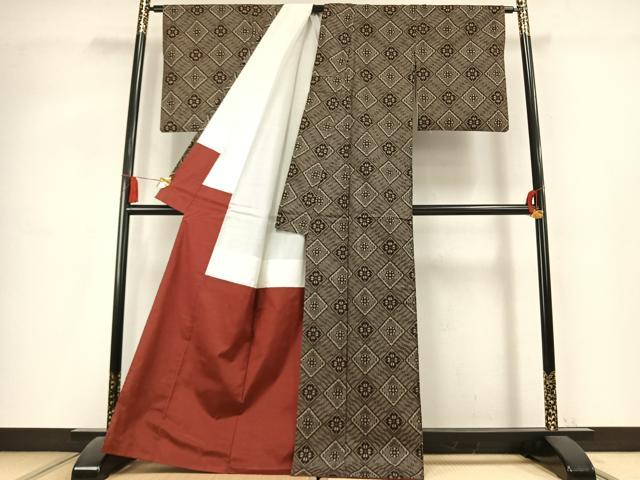 平和屋着物●本場大島紬　龍郷絣　正絹　逸品　AABL2883fy