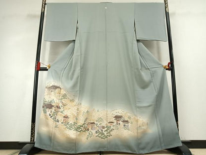 平和屋着物●豪華色留袖　寿光織　京洛絵巻　暈し染め　金糸　正絹　逸品　AABL2884fy