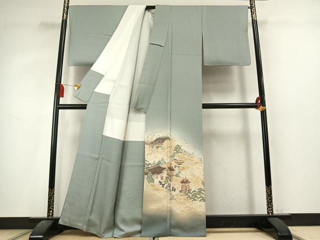 平和屋着物●豪華色留袖　寿光織　京洛絵巻　暈し染め　金糸　正絹　逸品　AABL2884fy